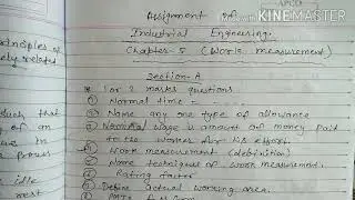 Assignment solutions industrial engineering Mech-4th chapter-5( Work measurement)