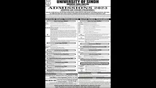 University of Sindh Admission 2k23-UOS Jamshohro admissions 2023-university of Sindh admission open