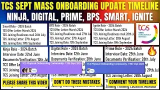 TCS SEPT MASS ONBOARDING STARTED | NINJA DIGITAL PRIME, BPS, SMART, IGNITE INTERVIEW TO JOINING DATE