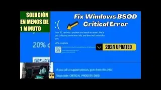 ⚠️💻 Solution Error Critical Process Died 🔵 Blue Screen Windows 11/10 ✅
