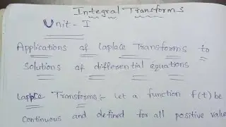 Integral Transforms || Formulae ||