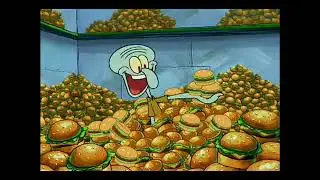 Squidward eating Krabby Patties Reversed