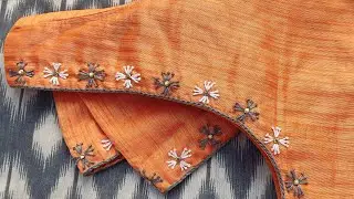 Simple and Easy Aariwork design on Stitched Blouse using normal needle / Thread work Blouse Design