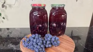 Насыщенный компот из винограда на зиму, вариант без сахара. Без стерилизации и варки сиропа.