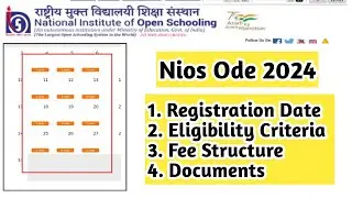 Nios Ode Admission 2024 Fee Structure Documents Eligibility | Task Is Helping (NIOS) 
