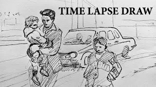 Drawing .Mother with kids