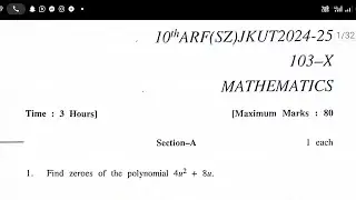 SOLVED 2025 MATH Q PAPER JKBOSE CLASS 10TH