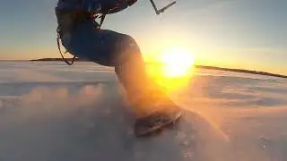 На закате.
