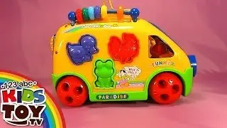 Yellow bus with animals and figures | Video for children