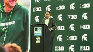 Michigan State football coach Jonathan Smith talks about playing the Oregon Ducks next season.