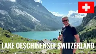 Hiking The Lake Oeschinensee in Switzerland 🇨🇭🏔️🚤 #switzerland #oeschinensee #svizzera