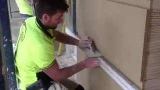 Rustication cement rendering