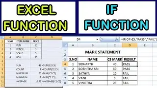 Excel Functions in Tamil || SUM, AVERAGE, COUNT, MIN, MAX || IF Function  || Part Of Functions