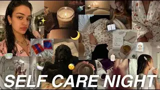 self care night! 🌟 journaling, skincare, heatless curls, sleepy time tea, reading, & gratitude!
