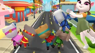 Talking Tom Hero Dash & Squid Doll Angela-Hero's mission Swing on a Crane