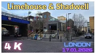 Exploring East London on Foot: Limehouse to Shadwell || London || 4K || 17.01.2026
