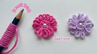 Quickly Woolen Daisy Flower with Pencil - How to make Daisy Flower