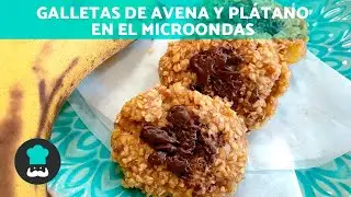 Galletas de avena y plátano en el microondas 🍌 MERIENDA SALUDABLE Y RÁPIDA