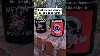Cuphead and Mugman as indie band merch 