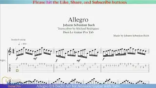 Allegro (J.S Bach) Arr for Acoustic Guitar with Tabs