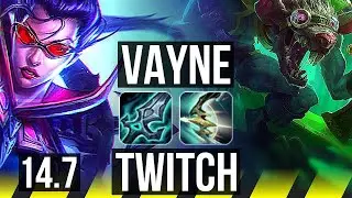 VAYNE & Lulu vs TWITCH & Janna (ADC) | 13/0/4, 77% winrate, Legendary | EUW Diamond | 14.7
