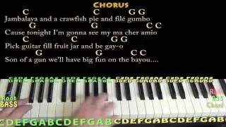 Jambalaya (Hank Williams) Country Piano Cover Lesson in C with Chords/Lyrics - C G