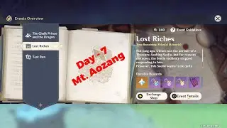 【Genshin Impact】- Lost Riches Event Walkthrough - Mt. Aozang (+ Challenge) - Day 7