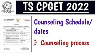 TS CPGET 2022 Counseling schedule/dates ||Counseling process  || TS CPGET.