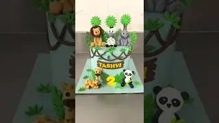 2nd year jungle theme cake designs😍fondant cake #cake #cakeartist #youtubeshorts #shorts #short