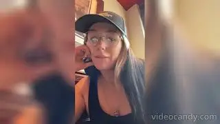 Hot girl spitting loogie at public restaurant floor