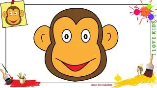 How to draw a monkey (face) EASY step by step for kids and beginners
