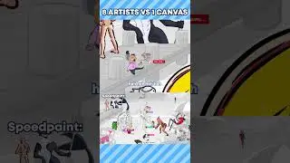a bunch of artists draw on the same canvas 