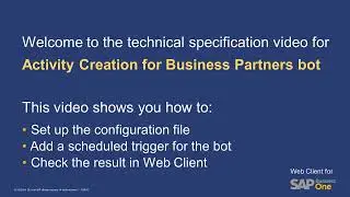 SAP Business One Web Client Bot – Activity Creation for Business Partners