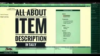 About Item Description in Tally (GST)