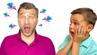 Kids and Dad vs mosquitoes in our house | Pretend play with Adam and Alice