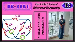 Nodal Analysis Problem No.9|BEEE|BE3251 Basic Electrical and Electronics Engineering| Unit 1