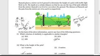 case study-9| Ramesh places a mirror on level ground to determine height of the pole....
