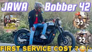 Jawa bobber 42 Mirror  Black 😍 First service cost 😳 | expensive 🔥 | Vlog 32  | public Reaction
