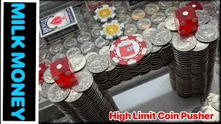 * WON * MILK MONKEY Playing the High Limit Coin Pusher 574