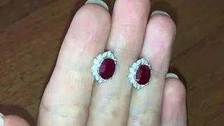 Серьги с мадагаскарским рубином в серебре
