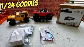 1/24 brushless esc & motor unboxing with Mail call & backyard crawling course update! #scx24