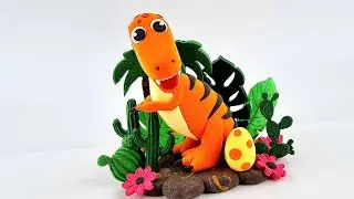 ✅️КАК СЛЕПИТЬ ТИРАНОЗАВРА из воздушного пластилина.🦖 ВЕСЁЛЫЕ ДИНОЗАВРИКИ. ЛЕПИМ ДИНОЗАВРА  T-Rex.🦖