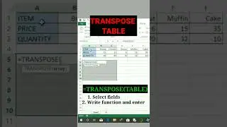 How to Transpose Horizontal Table to Vertical Table😳 in Excel with this Function 😊 for Data Analyst