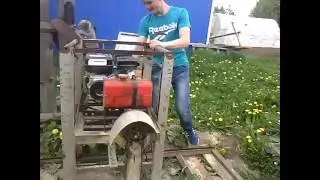 Обзор на пилораму с новым двигателем