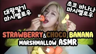 [쯔미 ASMR] 대왕 딸기 마시멜로우, 트롤리 초코바나나 마시멜로우 ASMR/STRAWBERRY MARSHMALLOW, CHOCO BANANA MARSHMALLOW ASMR