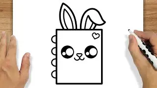 COMO DESENHAR UM CADERNO DE COELHO KAWAII