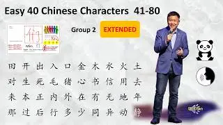 Easy Chinese characters Group 2, extended version | Characters 41-80.  Dr Chan learn Chinese.