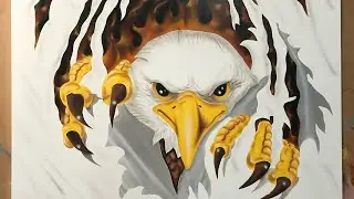 Eagle ripping metal airbrush painting