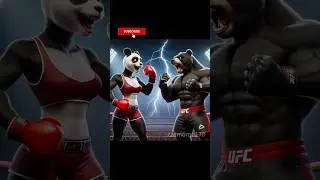 Fight for DAD bear🐻‍❄️🥊🐻PANDA VS BLACK BEAR #cat #cute #fighting