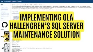 Implementing Ola Hallengren's SQL Server Maintenance Solution